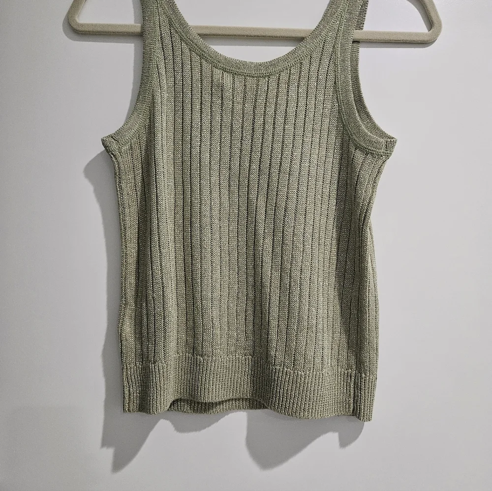 Lauren Ralph Lauren Light Green Ribbed Knit Tank Top - Picture 4 of 7